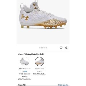 Under Armour Men's Spotlight Clone 3.0 White Gold MC Football Cleats Size 10